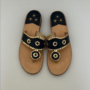 Jack Rogers Navy with Gold Stitching Sandals Size 10